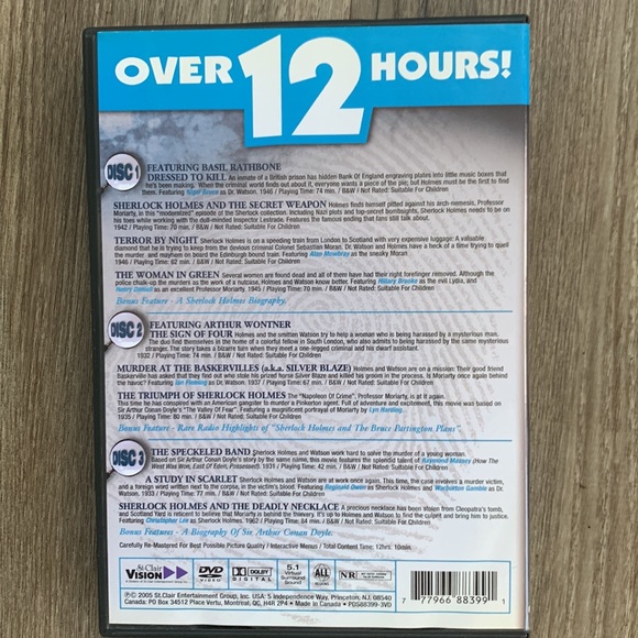 DVD Sherlock Holmes Sir Arthur Conan Doyle’s 10 movies 3 DVDs mystery Movie set - Picture 3 of 4